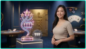 Ảnh minh họa các biểu tượng thưởng slot bao gồm wild, scatter, bonus và grand prize với ánh sáng phát sáng trên nền tối