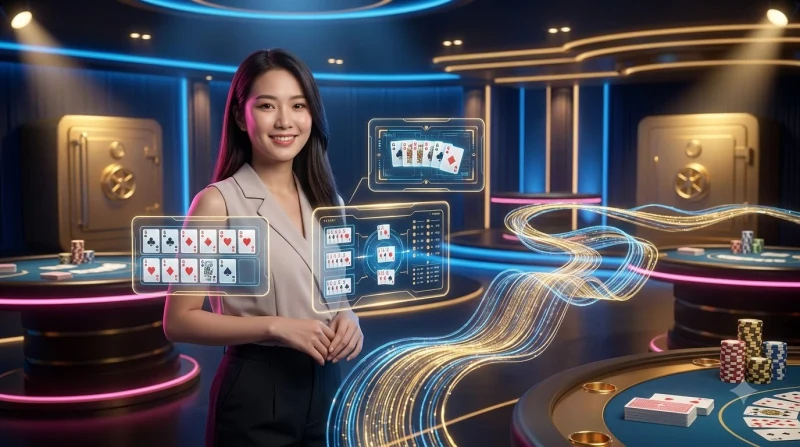 Ảnh minh họa quy tắc chơi phỏm với các nhóm bài được sắp xếp trên bàn