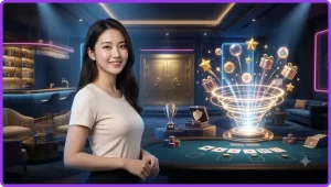 Bảng điều khiển kỹ thuật số hiển thị nhiều mức thưởng đang lấp lánh và tiền xu bay ra