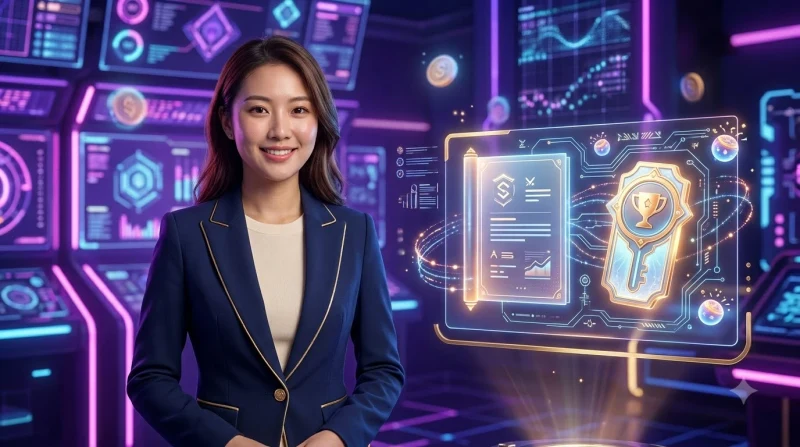Biểu tượng đồng xu vàng và lá chắn bảo mật trên nền lưới kỹ thuật số hiện đại