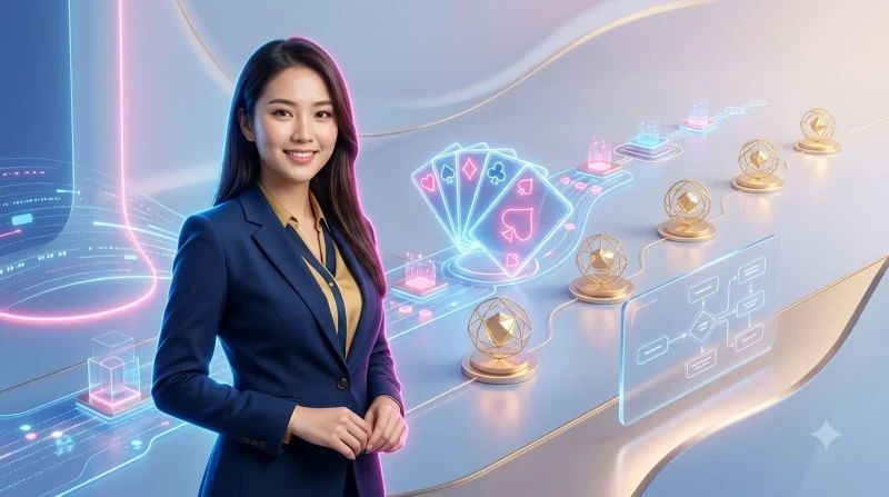 Bốn lá bài tiến lên được xếp ngay ngắn trên bề mặt phản chiếu minh họa nguyên tắc chơi
