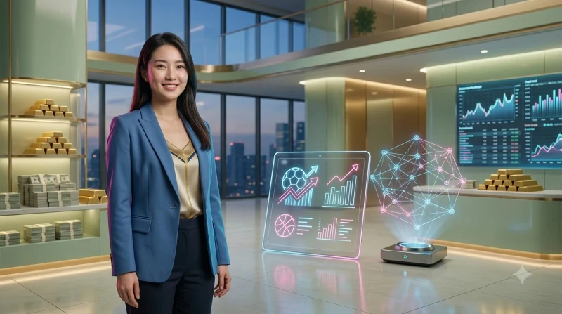 Giao diện hologram trừu tượng mô phỏng mức cược slot với vòng tròn điều khiển và thanh trượt sáng