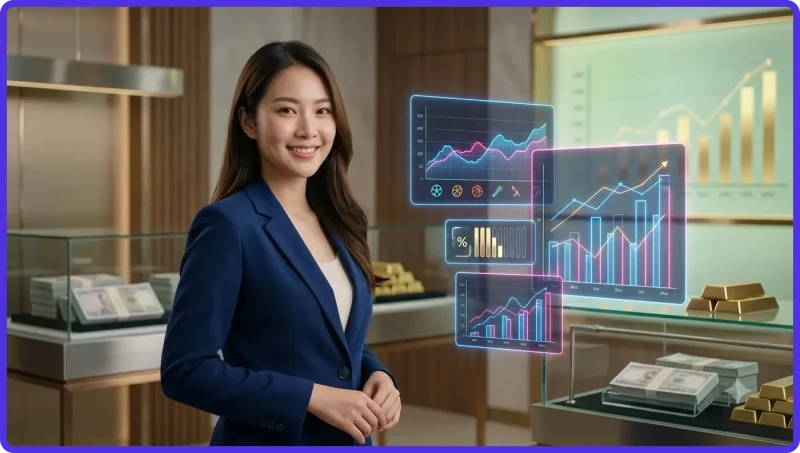 Giao diện hologram trừu tượng mô phỏng mức cược slot với vòng tròn điều khiển và thanh trượt sáng
