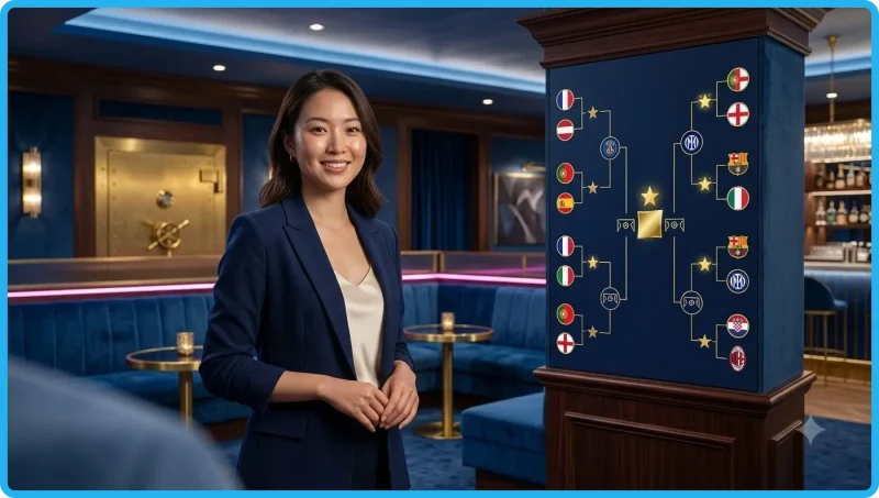 Khái niệm kèo châu Âu ALO789 – sân bóng với ba cửa cược 1x2 được minh họa bằng quả cầu phát sáng