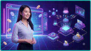 Máy slot jackpot ALO789 với các biểu tượng phát sáng và giao diện hologram trên nền neon