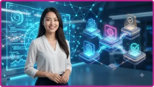 Minh họa giao diện nền tảng game bài trực tuyến trên thiết bịdi động với ánh sáng neon