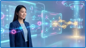 Minh họa màn hình máy tính chia đôi, một bên hiển thị website đáng tin cậy và bên kia là website giả mạo độc hại