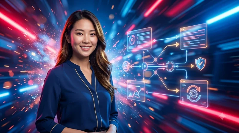 Người dùng xem điện thoại với các thông báo cập nhật game và phần thưởng nổi bật xung quanh, minh họa lợi ích theo dõi tin tức